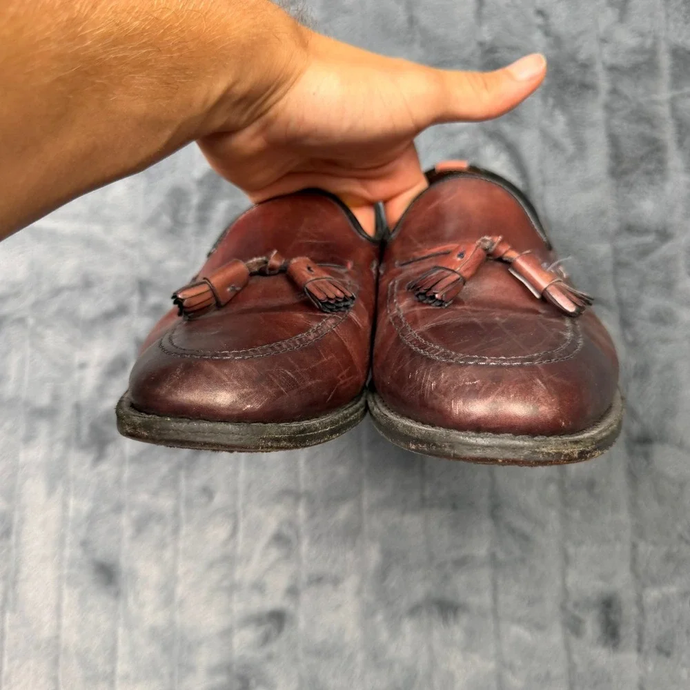 Allen Edmonds Grayson Tassel Loafers Mens 10.5 D Burgundy Leather Dress Shoes